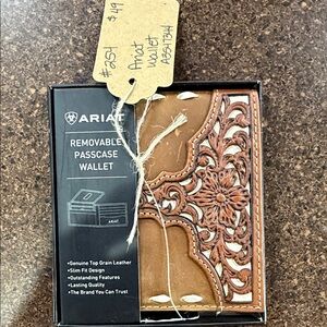 Ariat Tan Leather Wallet with Floral Design